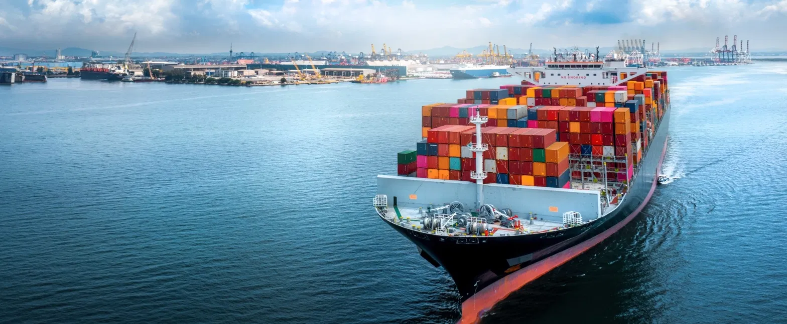 Cargo ship at port, ship chandler supplies in Mumbai