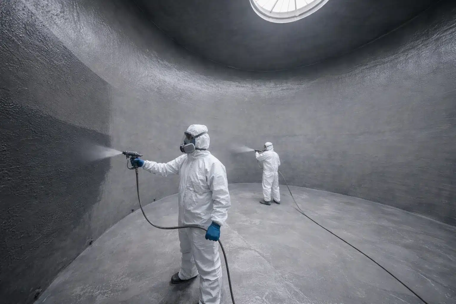 Tank interior epoxy coating application