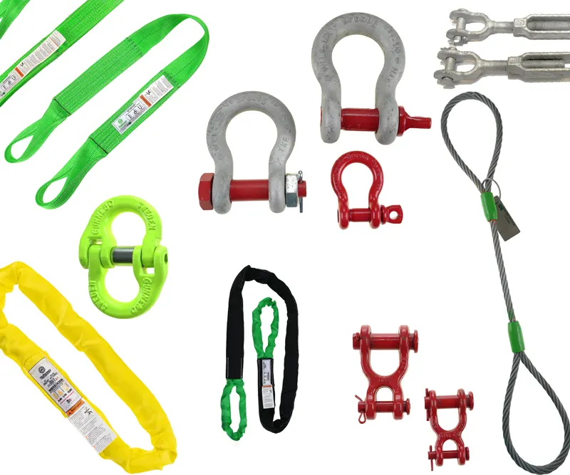Lifting slings, shackles and rigging hardware