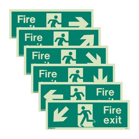 Fire exit directional signs