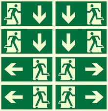 Fire exit emergency signs